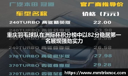 重庆羽毛球队在洲际杯积分榜中以82分稳居第一名展现强劲实力